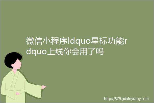 微信小程序ldquo星标功能rdquo上线你会用了吗